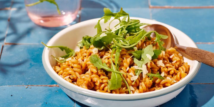 Fusili, sauce aux légumes rôtis